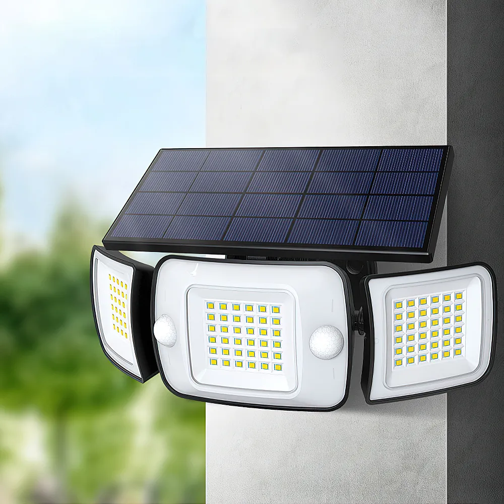 Lampada da parete a LED solare da 6000 mAh per esterni, grande pannello solare, sensore di movimento, impermeabile, giardino, cortile, garage, portico, luci a energia solare