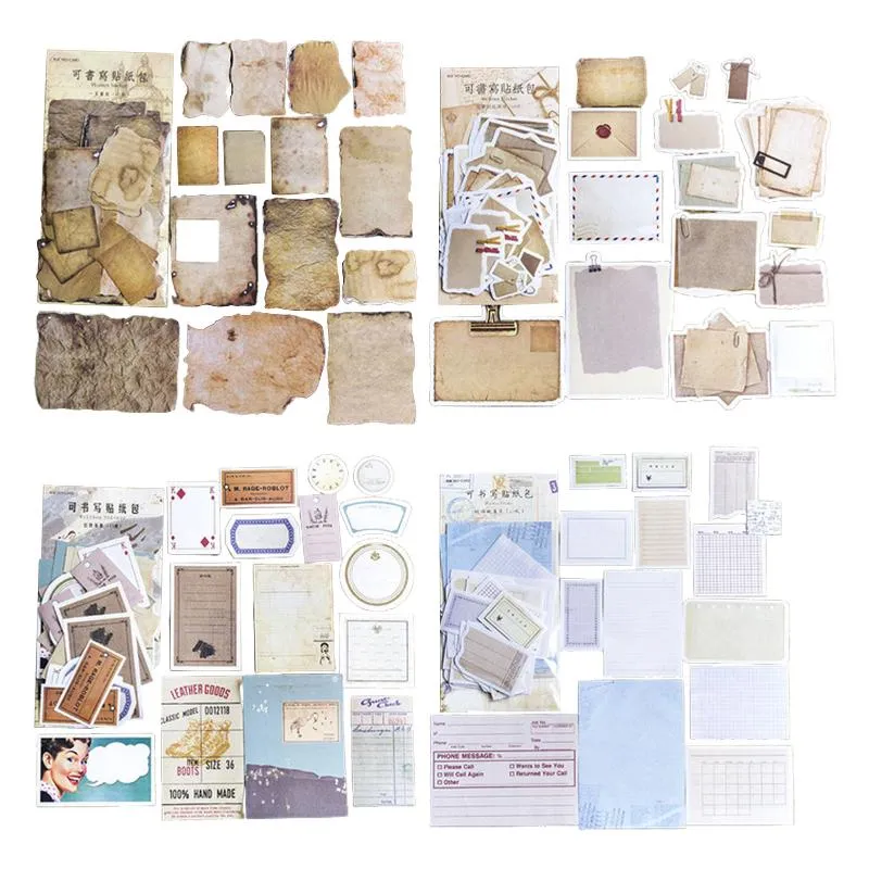 Hediye Paketi Scrapbooking Kağıt Vintage Karalama Defteri Sticker Paketi ile 4 Stilleri Dekoratif Antik Sanat Zanaat Günlüğü Dergisi Bezemesi