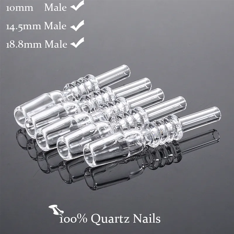 En gros 10mm 14mm 18mm Mâle Joint Droit 100% Quartz Ongles Fumeurs Accessoires Pour Mini Nectar Collector Banger Nail Quartz Conseils GQB19