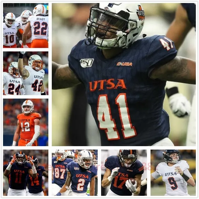 XFLSP Özel Utsa RoadRunners Futbol Jersey NCAA Koleji Frank Harris Marcus Davenport David Morgan Erkek Kadın Gençlik