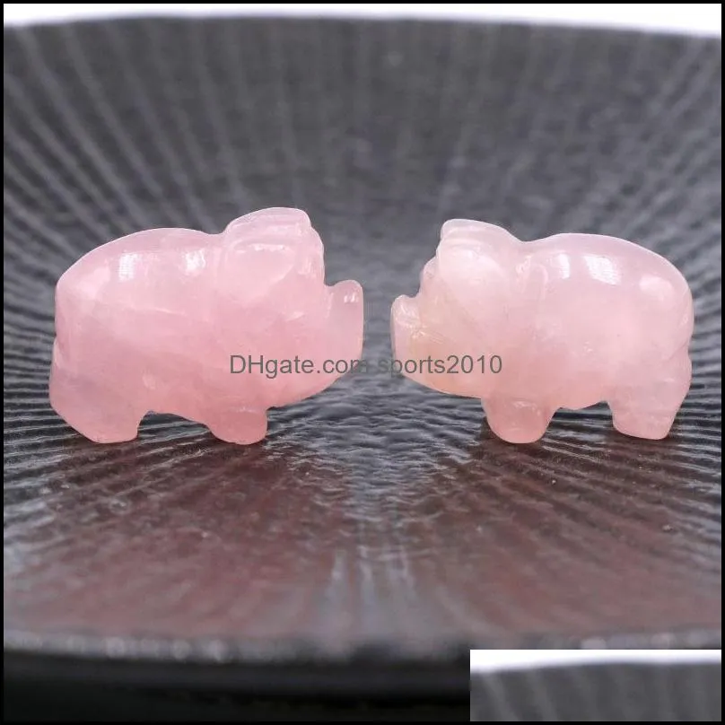 rose quartz stone carving pig shape crystal healing decoration animal ornaments crafts 20-32mm sports2010