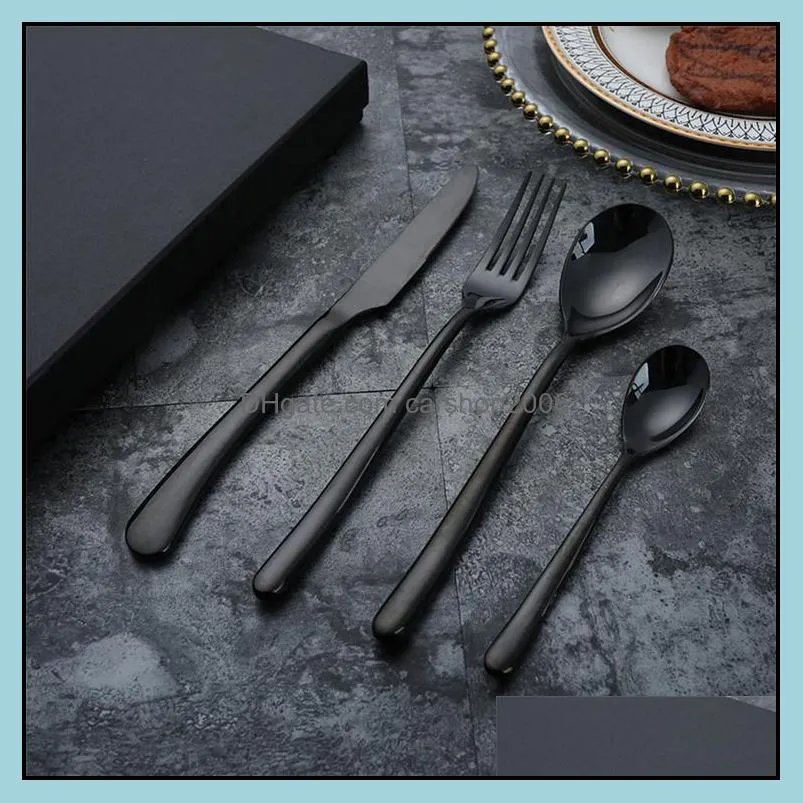 western cutlery stainless steel set silverware modern set heavy duty fork knife spoon set flatware tableware