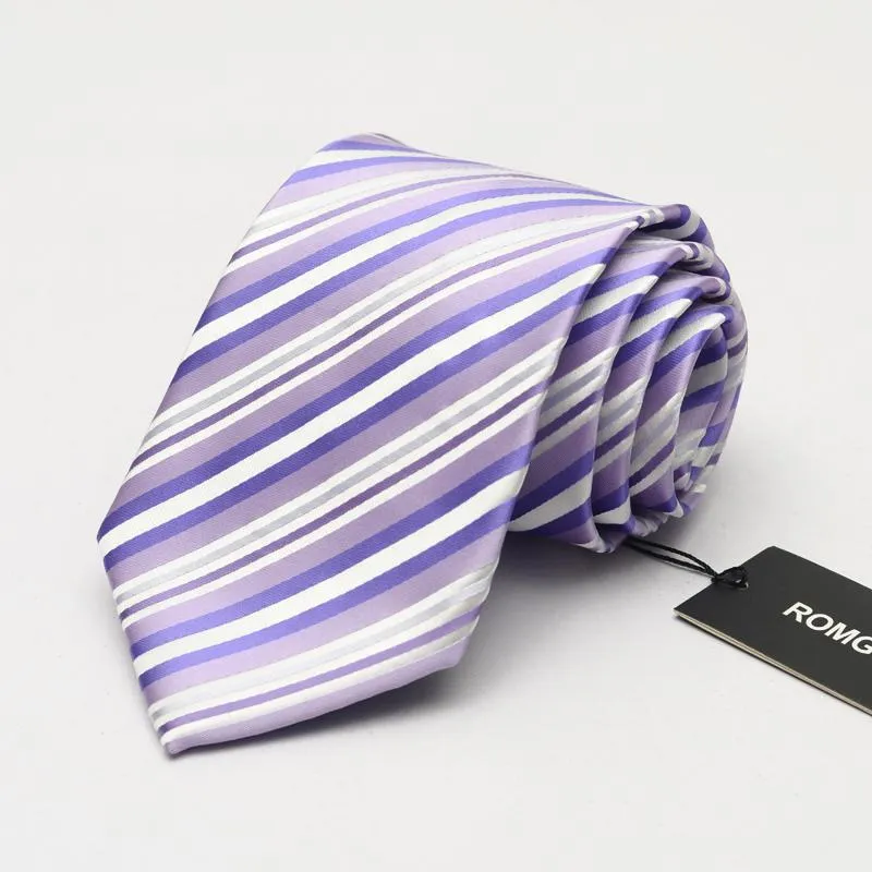 Bow Ties Hoogwaardige merkkleding Tie Heren Business Professional Formele 9 cm breed violet gestreepte interview Ntrakwens Gift Boxbowbow