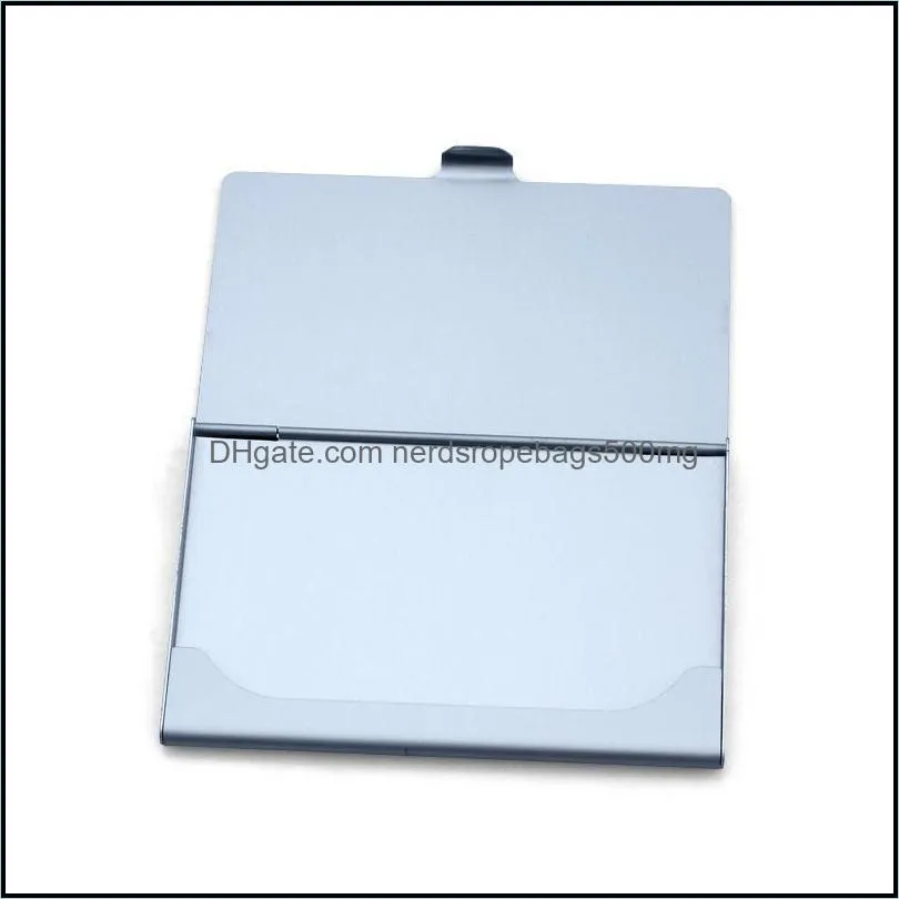 Business Card Files Hot Silver Pocket Name Credit ID Card Holder Metal Aluminum Box Cover Case wholesale