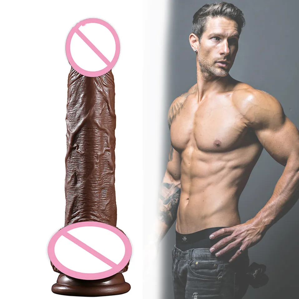 Realistischer Penis Schwarz Braun Riesendildo mit Saugnapf sexy Spielzeug weibliche Masturbation künstlich für Frauen