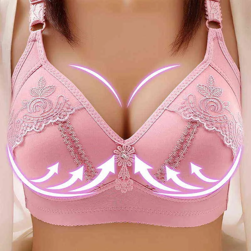 Seksowna push up Bra Bra Bra do dużych piersi C D szklanki nici darmowe cienkie miękkie wątek darmowe seksowne bieliznę Bra Bra plus rozmiar L220727