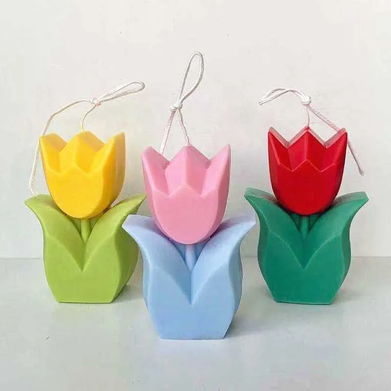 Backformen Tulpen-Silikon-Kerzenform für DIY-Blume, handgefertigt, Gips-Ornamente, Kunsthandwerk, Seife, Werkzeug, Backen, Backen