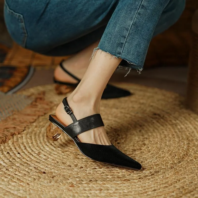 Dress Shoes Lady Summer Sandals Strange Heel Spring Atumn Velvet Pumps Slip On Woman Med 5CM Retro Style Women Vintage PumpsDress