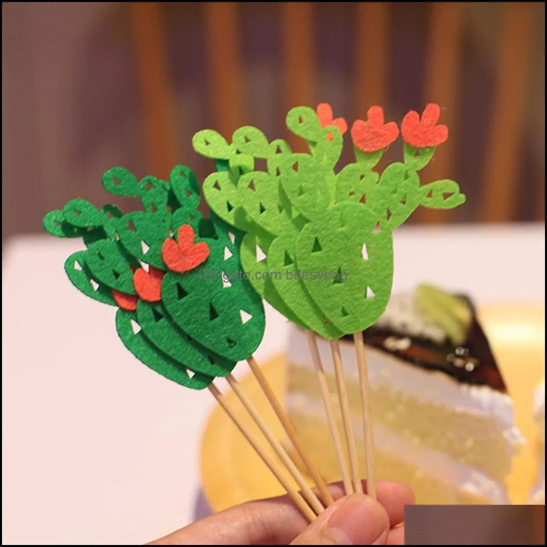 24pcs hawaii style cake decorating topper cupcake toppers toothpick cactus shaped cake topper decor baby shower wedding party