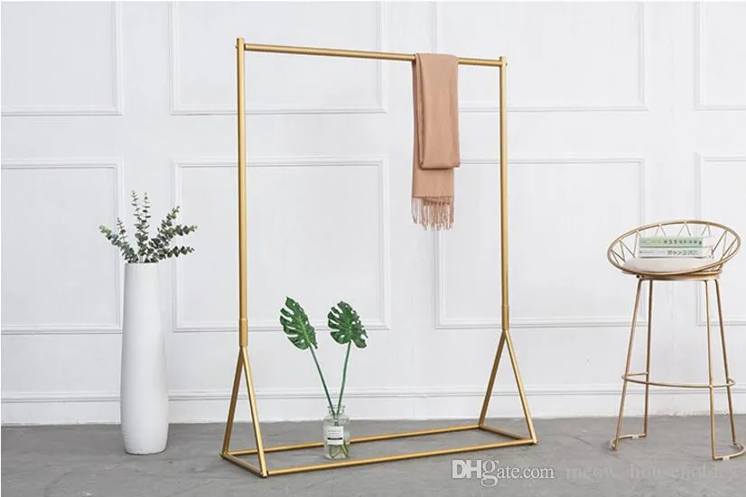 Golden clothing rack Iron floor hanger Bedroom Furniture children`s cloth shop display racks women`s bag show shelf