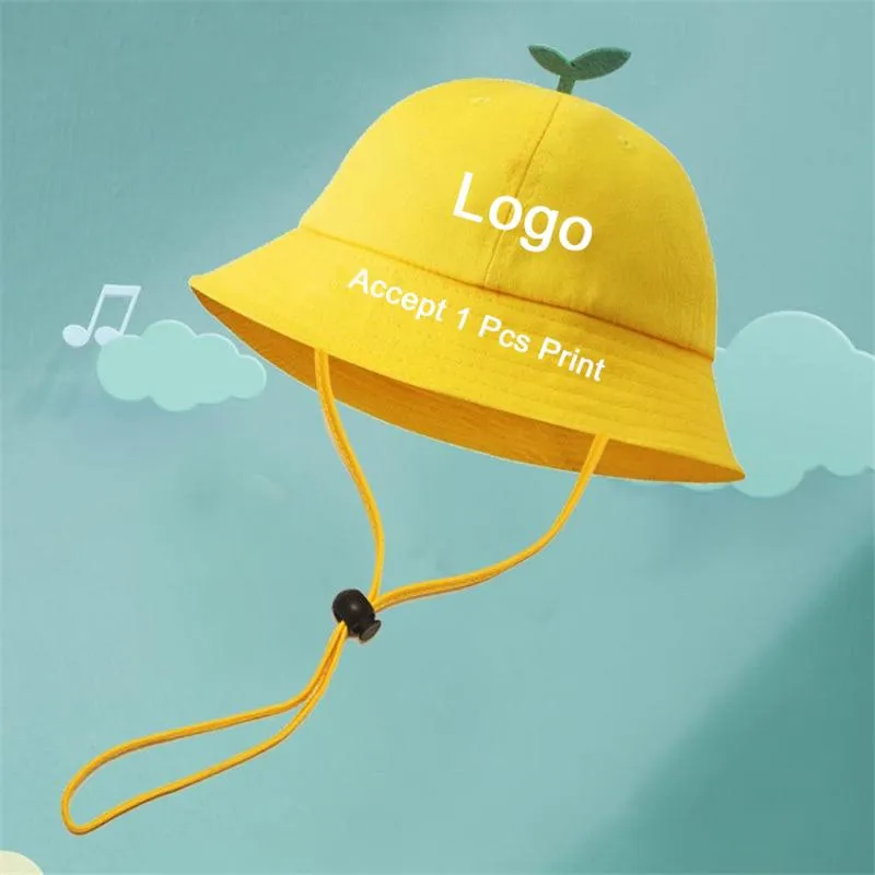 Berets Free Custom Brand LOGO Design Grass Bucket Hat For Kids Summer Sun Hats Children School Outdoor Travel Fisherman Caps Panama
