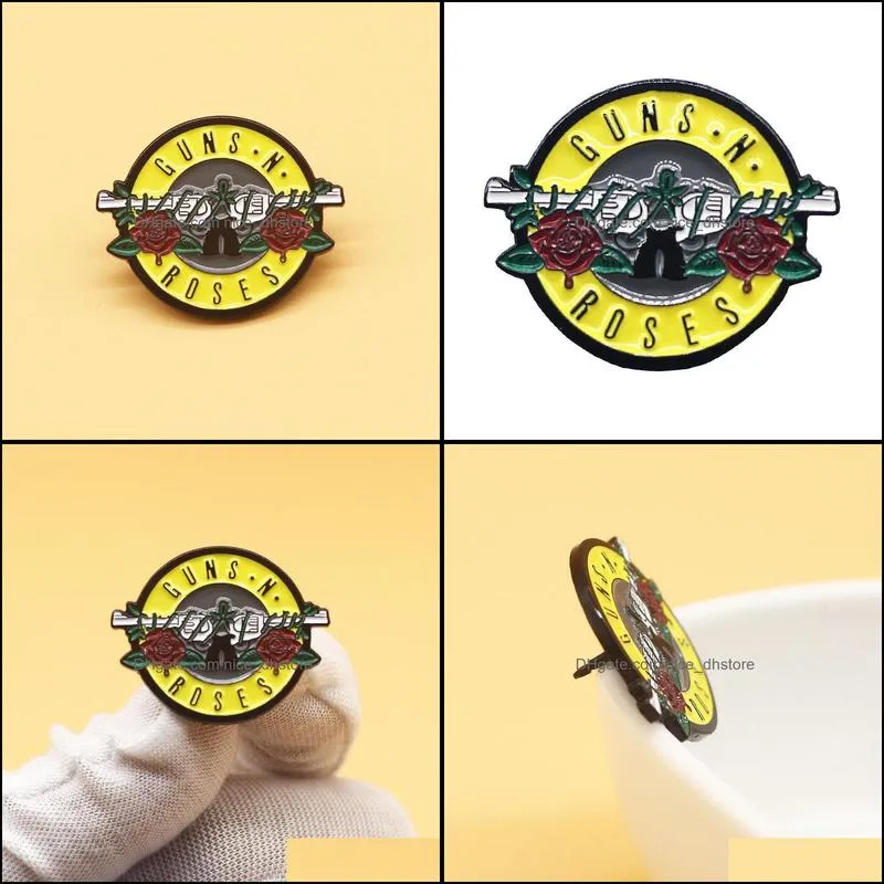 guns n`roses enamel pins funny art music brooch men women fashion jewelry gifts anime movie novel hat lapel badges