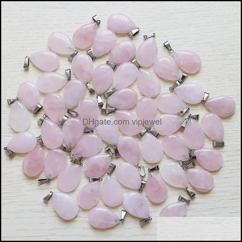 natural stone water drop cross star pink pink quartz healing pendants charms diy necklae jewelry accessories making