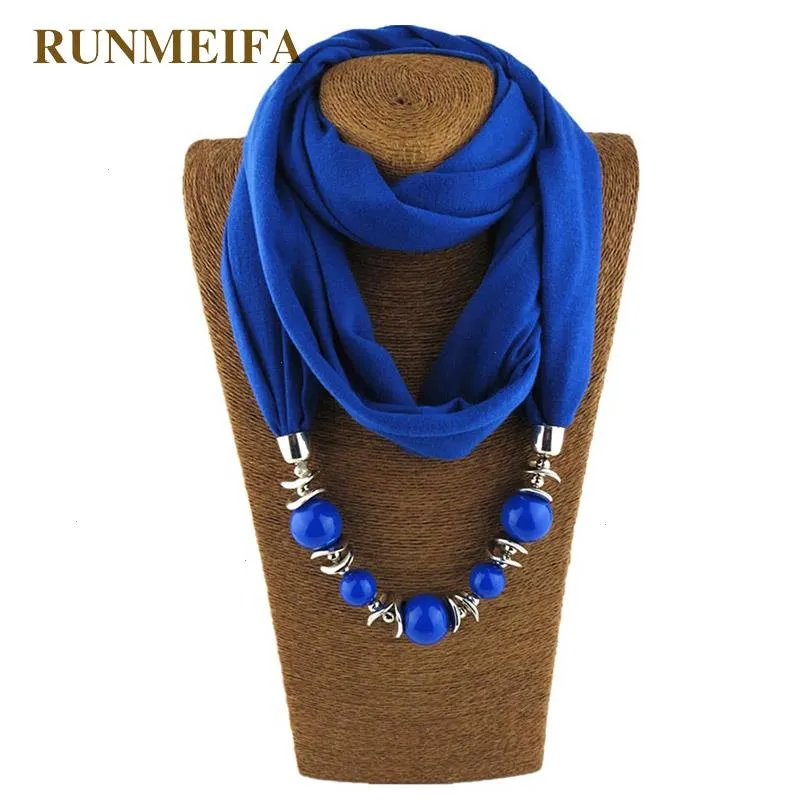Runmeifa Pendant Necklace Scarf For Women Chiffon Cotton With Foulard Femme Accessories Free Drop