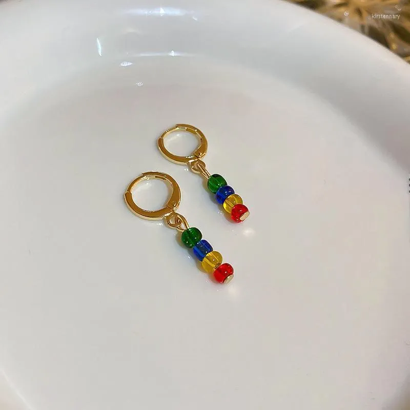 Hoop & Huggie Cute Drop Colorful Mini Balls Ear Piercing Huggies Earrings For Women 2022 INS Small Tiny Beaded Dotted GirlsHoop Kirs22
