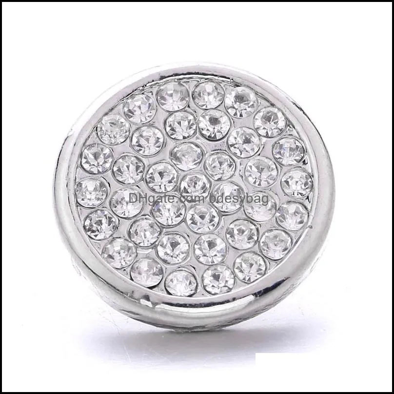 wholesale rhinestone 18mm snap button clasp metal round charms for snaps jewelry findings suppliers