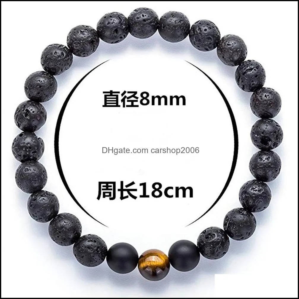 8MM Natural Lava Stone Turquoise Tiger`s Eye Bracelet Aromatherapy  Oil Diffuser boat anchor Bracelet for women men jewelry