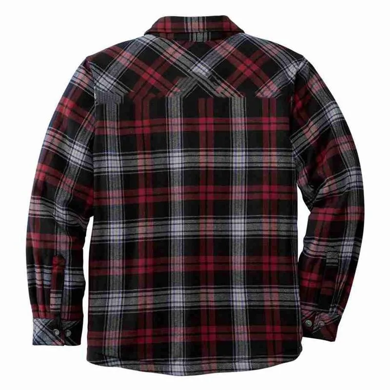 Men's Dress Shirts Fashion Plaid Shirt Jacket Long Sleeved Quilt Lined Brushed Flannel Rugged Lapel Collar Sleeve Loose Outer252K