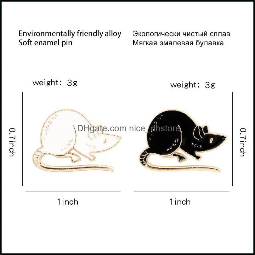 cute little mouse couple black white brooch rats decoration student creative personality pin cartoon trend jewelry lapel badge 