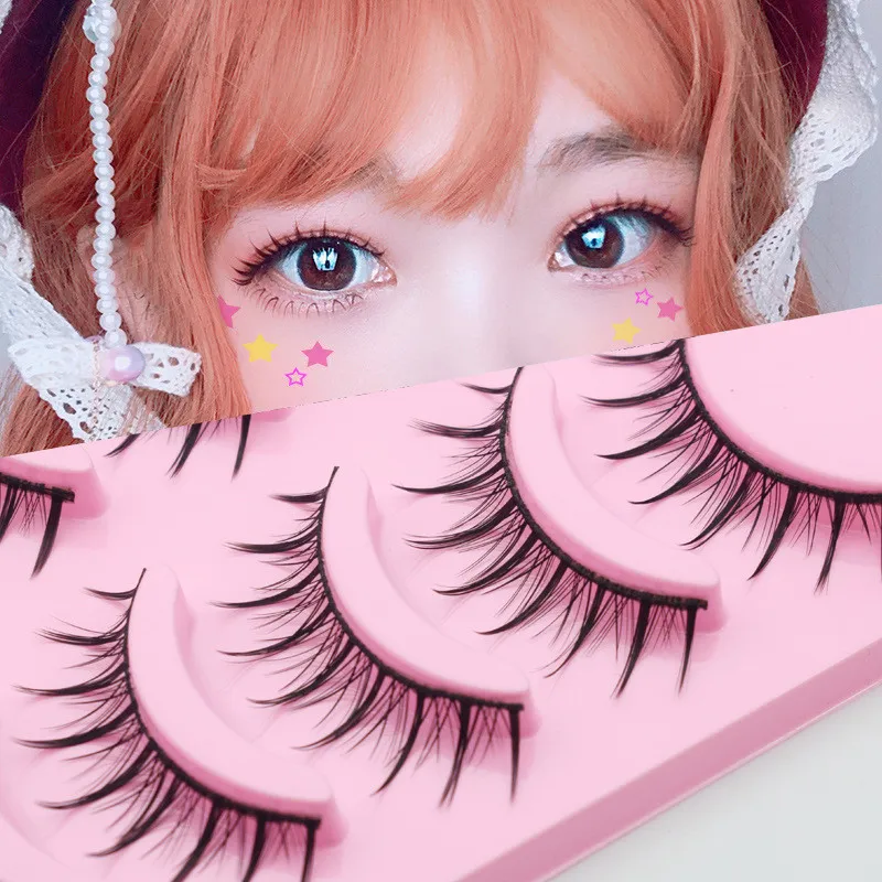 5 쌍 여성 천연 일본인 심각한 메이크업 가짜 속눈썹 긴 두꺼운 눈 속눈썹 연장 코스프레 거짓 속눈썹