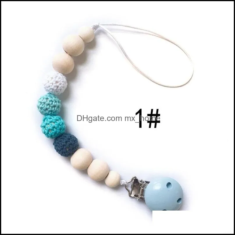 baby teether pacifier household sundries crochet wool bead clip chain ins holder braided nipple infant feeding soother mxhome