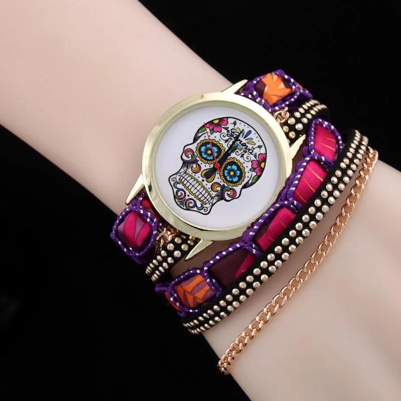 Armbandsur produkter nitskedjor damer titta trend mode spöke huvudarmband retro watchwristwatches