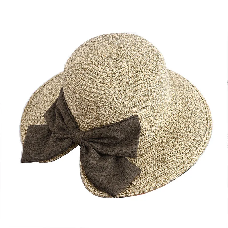 Beach Sun Hats for Women Summer Shade Hat Women's Wide Brim Cap Woman Foldable Straw Caps Girl Sunhat Lady Sunhats