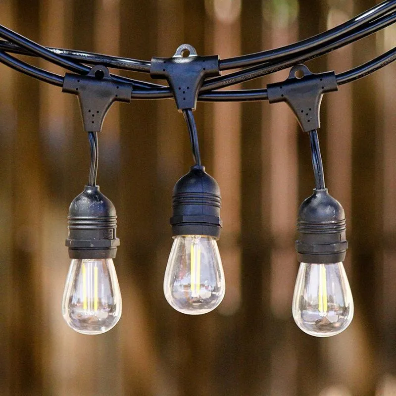 Strings 15m À Prova D 'Água E26 / E27 LED Luzes de String com 15 Bulbos de Fluxos Indoor / Outdoor Férias Comercial Grade