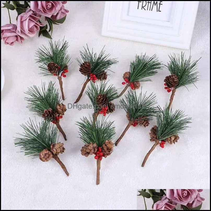 10Pcs Mini Pine Needles Christmas Tree Accessories Gift Box Decoration Artificial Plants Christmas Decoration Ornaments 1946 V2