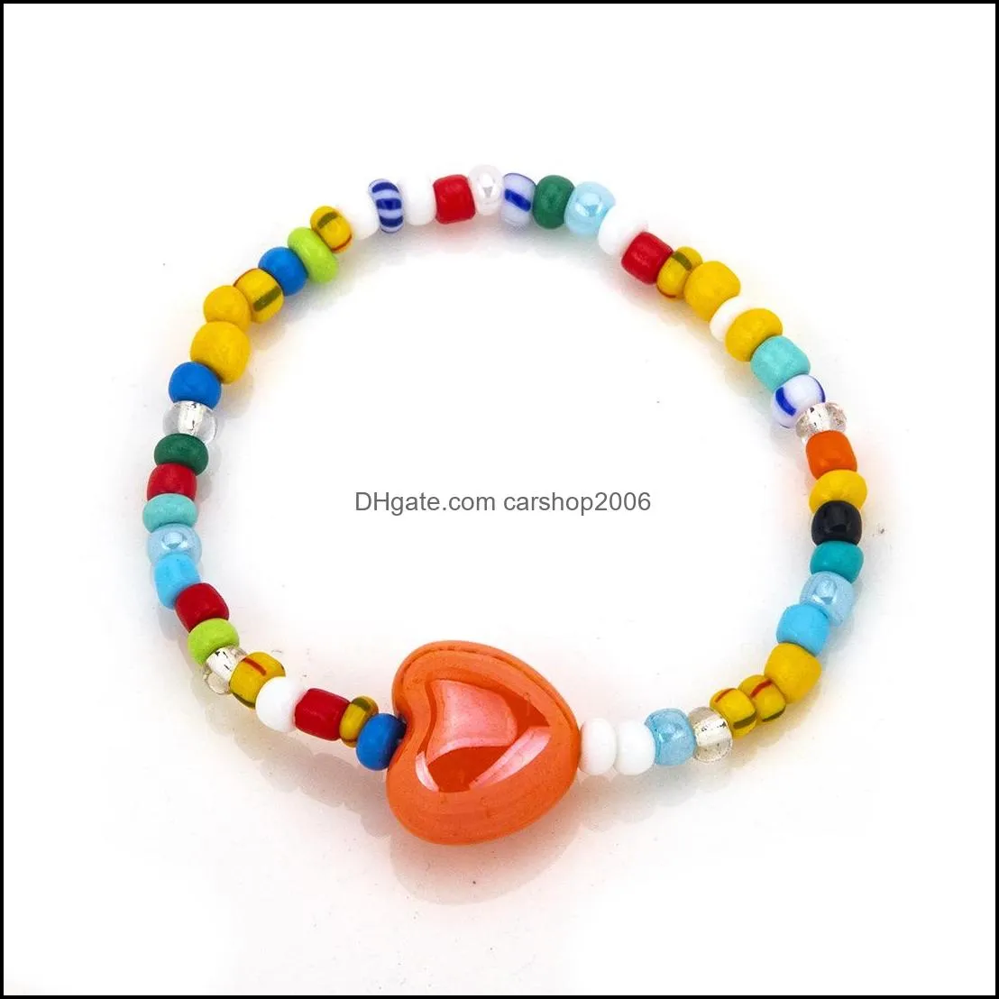 bohemian fashion simply beaded bracelet heart sea snail ceramic bracelets multi-color for women jewelry diy accessoires