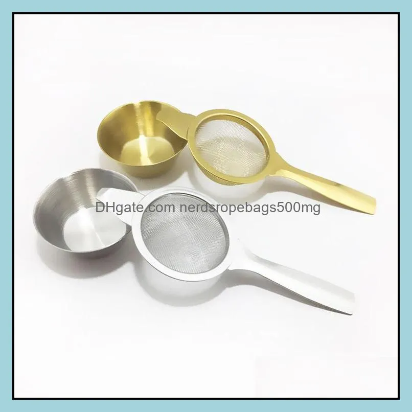 Stainless Steel Tea Strainer Filter Fine Mesh Infuser Coffee Cocktail Food Reusable Gold Silver Color RRB15000