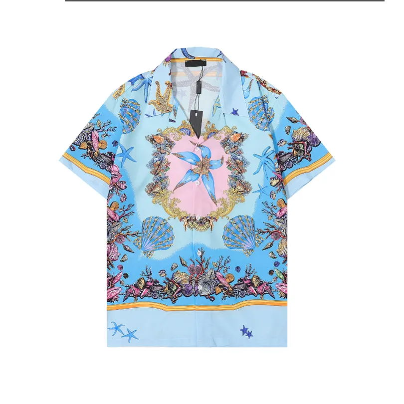 23SS Luxury Mens Fashion Flower Print Shirts Casual Button Down Short Sleeve Hawaiian Shirt Suits Summer Beach Designer Drail Shirts 6688