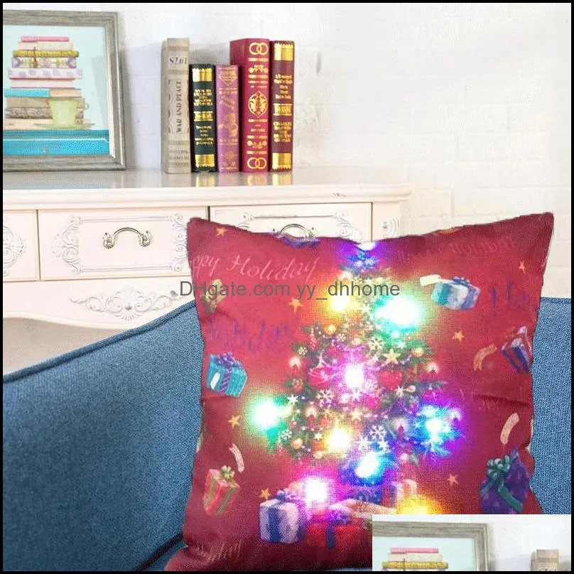 led light luminous pillow case linen household cloth cushion cover christmas pillow cover home sofa car decoration wq61