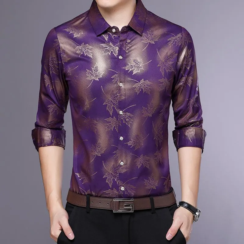 Camicie casual da uomo modello 3D stampa abbronzante camicia a maniche lunghe di moda di lusso autunno 2022 cotone di seta di alta qualità uomo sottile M-XXXLmen's Shi
