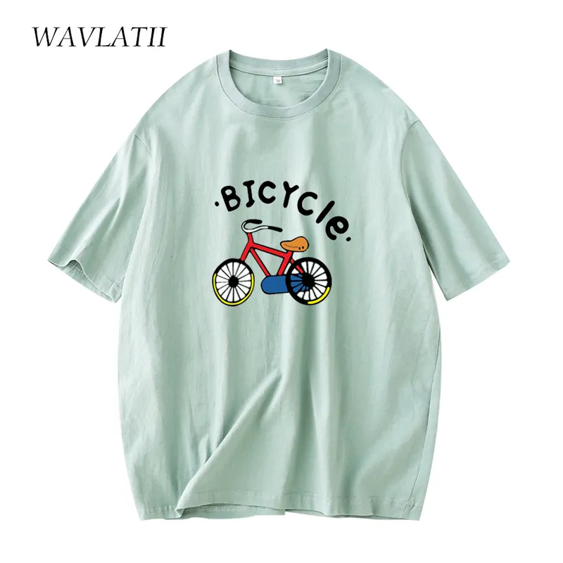 WAVLATII Women Summer Tees Tops Lady 100% Cotton Classic Print Tshirts WT21571 220615