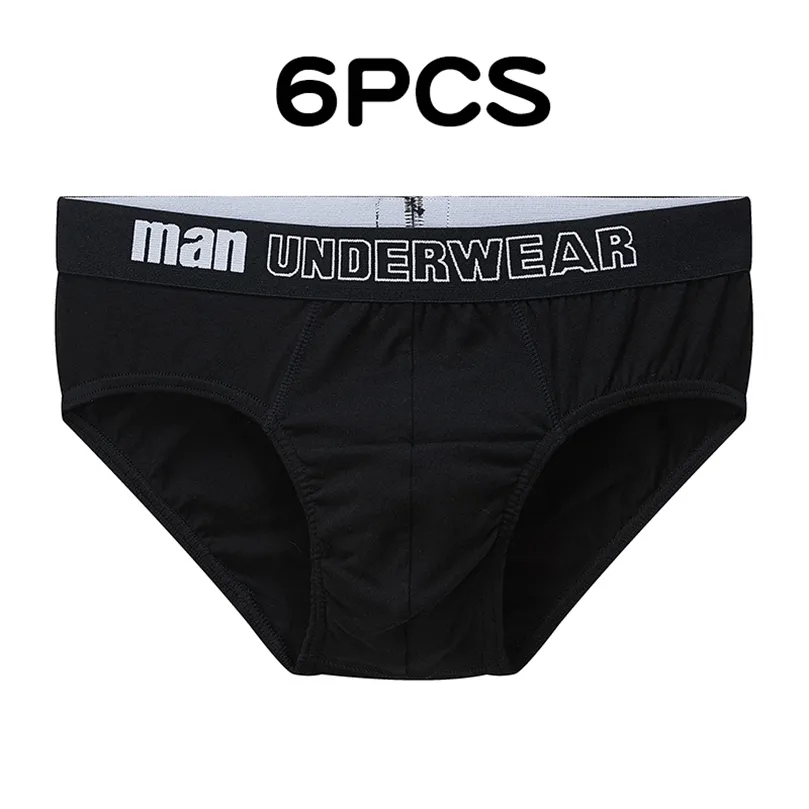 6pcs/lot Comfortable Solid color Underpants Cotton Mens Briefs Men Underwear Panties Men's Breathable Panties Waist Pants 220423