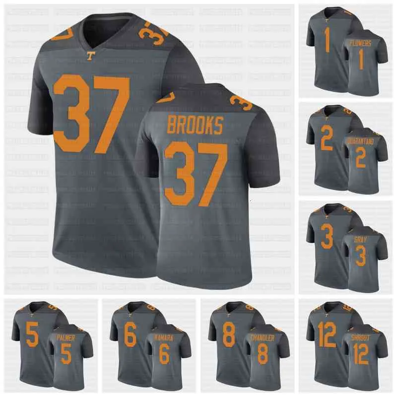 C202 Tennessee Vrijwilligers Gray Legend Performance Jersey voetbal 1 Trevon Flowers NCAA 2 Jarrett Gararano 3 Eric Palmer Kamara Chandler Shrout