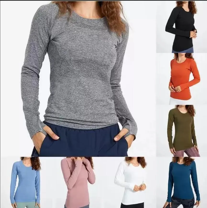 L-12 Yoga Womens Wear Warkly Tech Ladies Sports Tirts Terts Long Sleeve Thirts Thirts Moisture Wicking Knit High Flastic Fitness