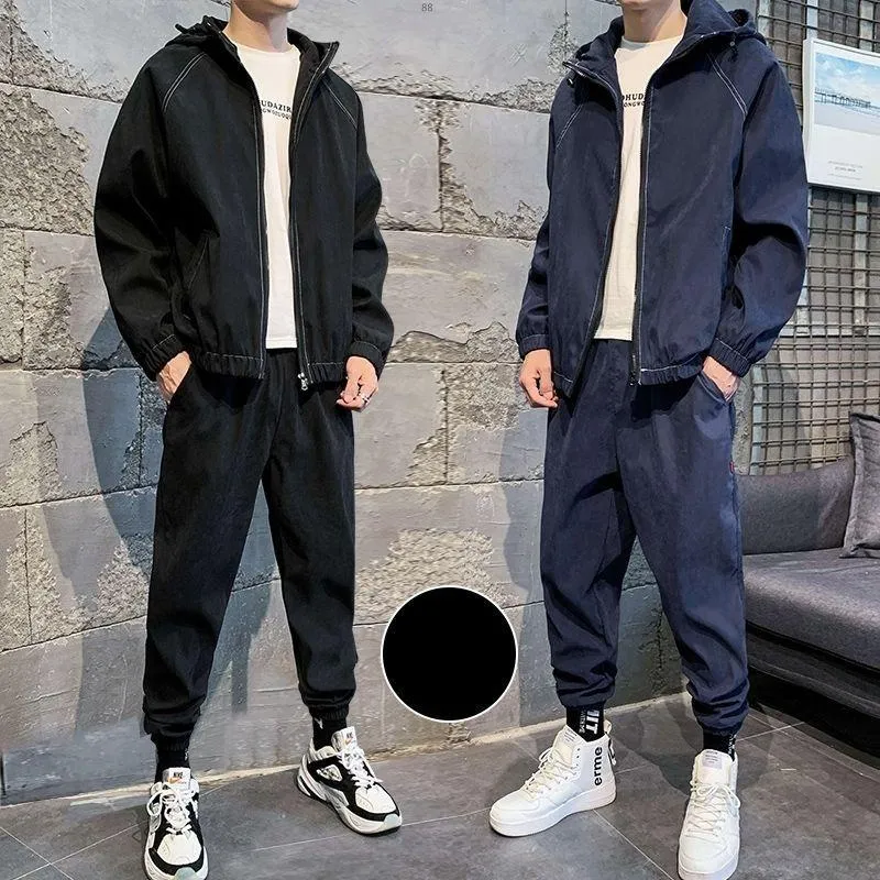 Hommes Survêtements Hommes Printemps Automne Casual Deux Pièces Ensemble Veste Et Pantalon Hommes Mode Survêtement Style Coréen Streetwear Sport Costume Y962Men's