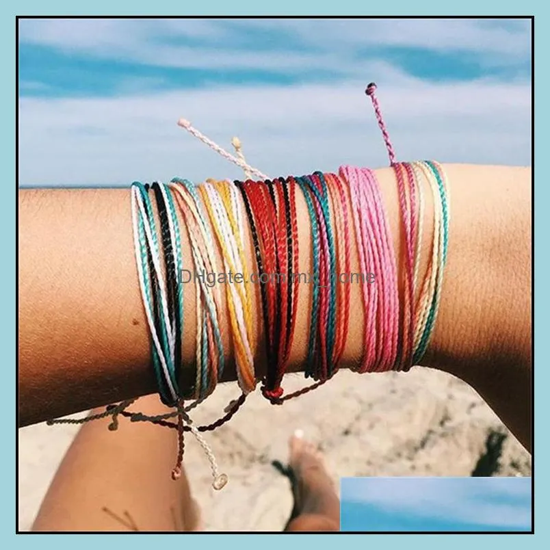 Wax Thread Woven Bracelets Handmade Multilayer Friendship Jewelry Wax String Bracelets Multicolour Adjustable Braided Bracelet ZZHN02