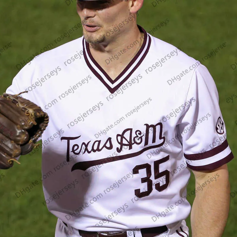 College Baseball Wears Custom 2020 Texas AM Aggies Baseball #8 Logan Sartori 23 Christian Roa 28 Trevor Werner 35 Asa Lacy Uomo Youth Kid Jersey 4XL