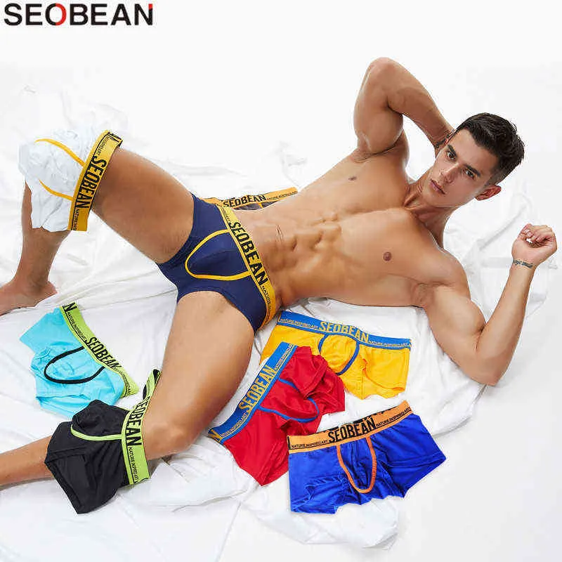 SEOBEAN, bóxer colorido de la suerte para hombre, ropa interior de malla transpirable, ropa interior Sexy para hombre, calzoncillos, bragas masculinas G220419