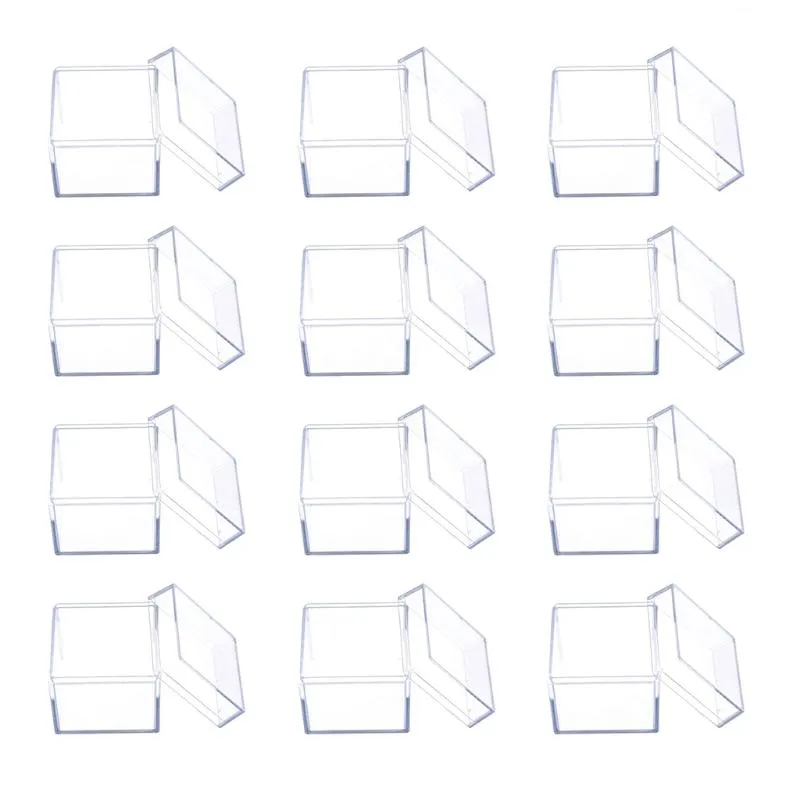 Gift Wrap 12st Clear Acrylic Square Cube Candy Box Treat Boxes Containrar för bröllopsfest Baby Shower Favors Packaging Casegift