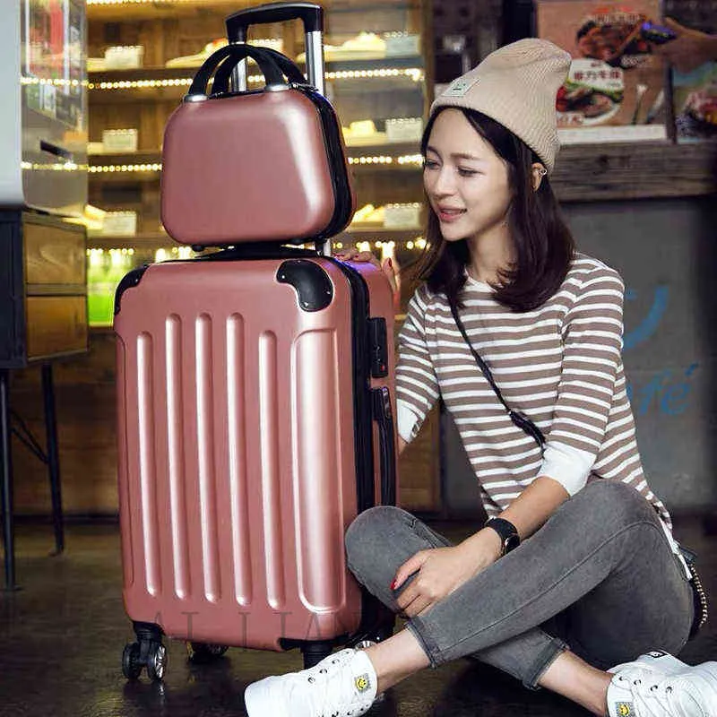 New Travel Suitcase With Spinner Wheels Rolling Luggage Set ''Carry Ons Cabin Trolley Bag Women J220708 J220708