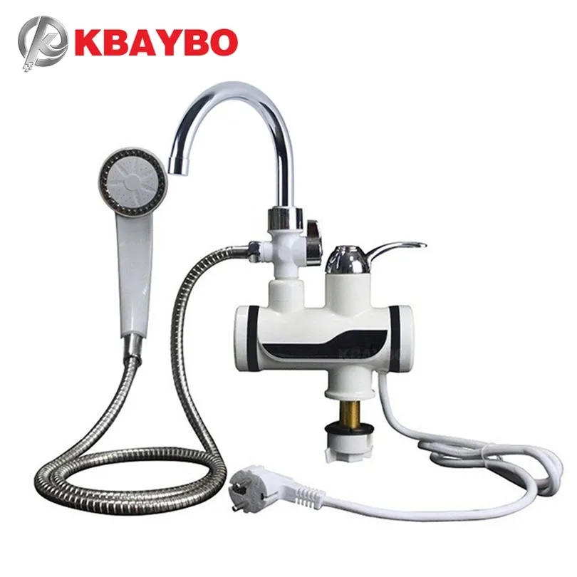 KBAYBO 3000W Su Isıtıcı Banyo Mutfak Anında Elektrikli Su Isıtıcı Musluk LCD Sıcaklık Ekran Tanksız musluk T200423