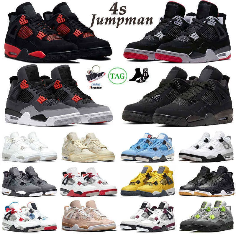 4 4s في الهواء الطلق أحذية الرجال النساء Jumpman Jordam 4 الأحمر الرعد الأشعة تحت الحمراء الأسود القط ولدت جامعة الأزرق المحكمة الأرجواني لامع رجالي