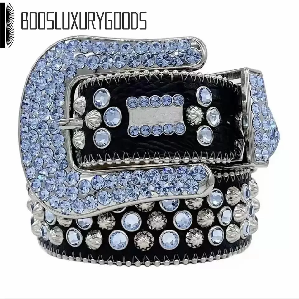 6367 Black Rhinestone Bb Belt For Women,bb Simon Men,y2k $_12.JPG?set_id=880000500F main image 2