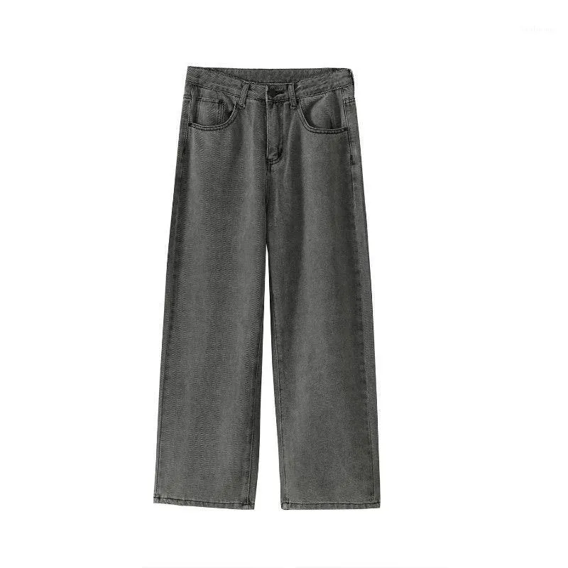 Мужские джинсы винтажные прямые серые весенние джинсовые брюки прилив Корейские длинные брюки Сплошные дно 9d1482