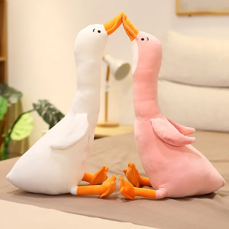 Huggable Giant Soft Stuffed Goose Plush Doll, Long Pillow Swan