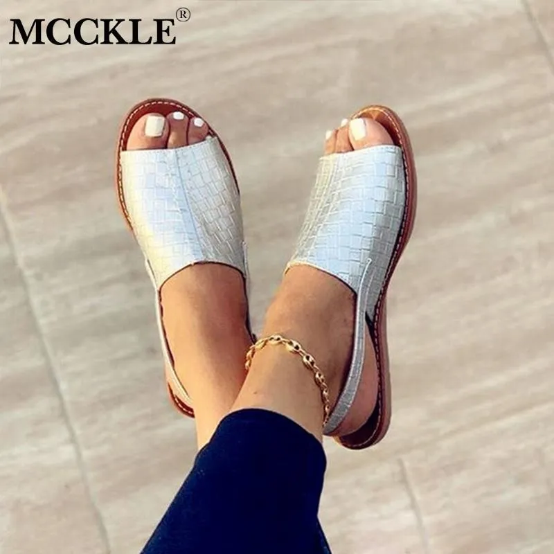 McCkle Womens Sandals 2021 Летние женские тапочки плоские женщины Peeptoe Comfort Slyon Sandalias Слуша